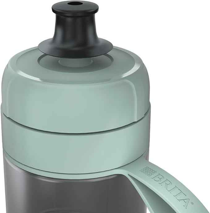BRITA Sports Water Filter Bottle Model Active Dark Green (600ml) incl. 2x MicroDisc Filters - squeezable BPA-free on-the-go bottle, filters chlorine, organic impurities, hormones & pesticides