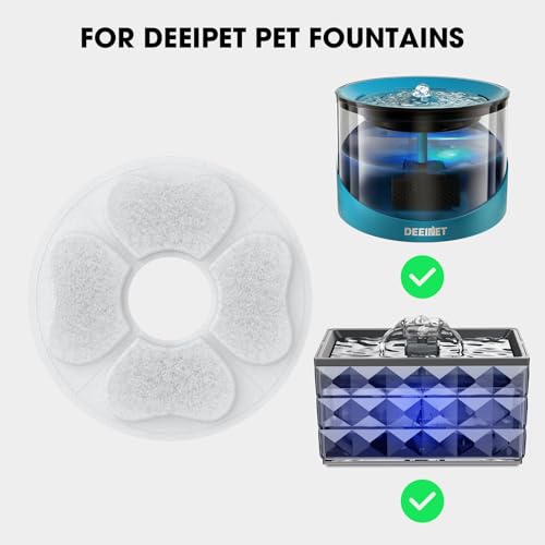 8 Packs Cat Water Fountain Food Grade Replacement Filters & Sponges for 74oz