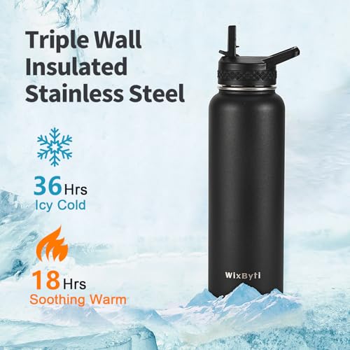 40 oz Insulated Water Bottle with Straw