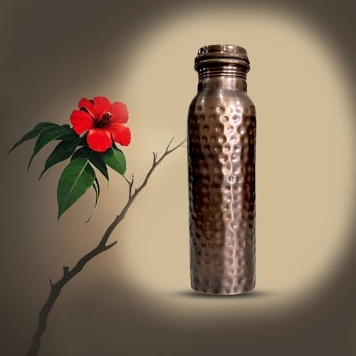 Feather Printed Copper Water Bottle Leak Proof Ayurvedic Drinkware Copper Vessel for Sports