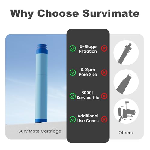Replacement Filter for Filtered Water Bottle with 5