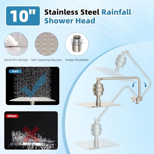 10" Metal Filtered Shower Head with 10