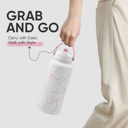 32 oz Insulated Water Bottle with Straw