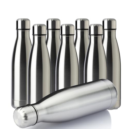 17oz Sport Water Bottle 8 Pack Vacuum Insulated Stainless Steel Leak (8 Count)