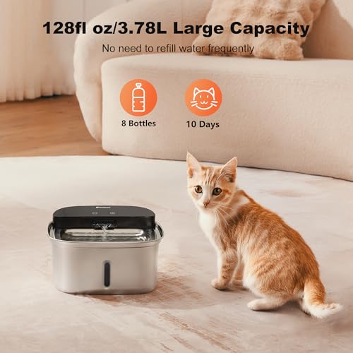 Wireless Cat Water Fountain Stainless Steel