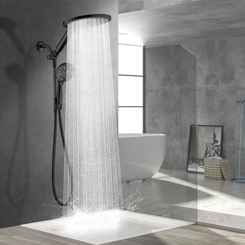Matte Black Dual Shower Heads with 9 Modes Handheld Spray Combo