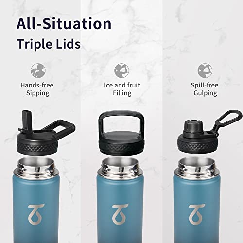 Insulated Water Bottle 24 oz with 3 Lids