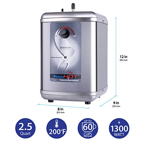 41-RH-200-F570-CH Instant Hot Water Dispenser System, 2.5 Quarts Manual Dial Single Lever Hot Water Faucet, Polished Chrome