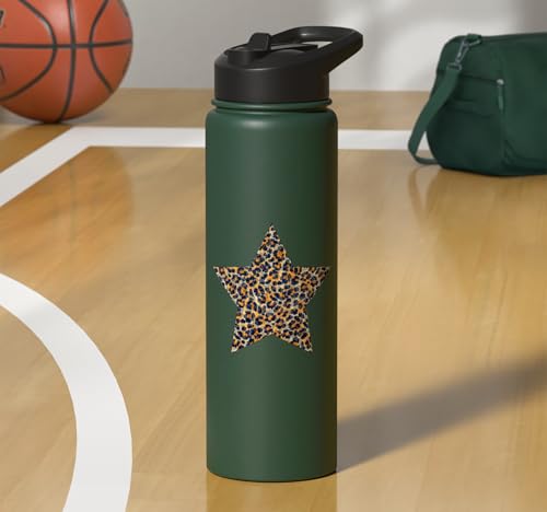 Star Shape Cute Cheetah Leopard Print Graphic Stainless Steel Insulated Water Bottle