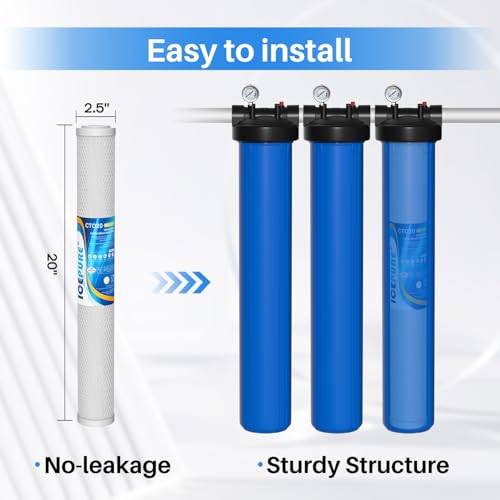 1 Micron 20" x 2.5" Whole House CTO Carbon Sediment Water Filter Cartridge (2 Count)