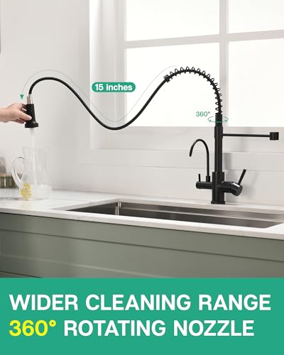 3 in 1 Kitchen Faucet with Pull Down Sprayer Matte Black