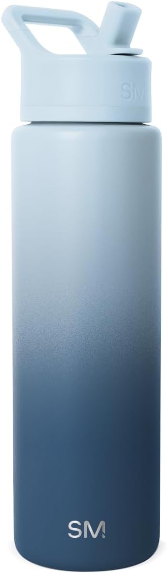 Simple Modern Water Bottle with Straw Lid | Vacuum Insulated Stainless Steel Metal Thermos | Reusable Leak Proof BPA-Free Flask for Sports Gym | Summit Collection | 30oz, Stormy Skies