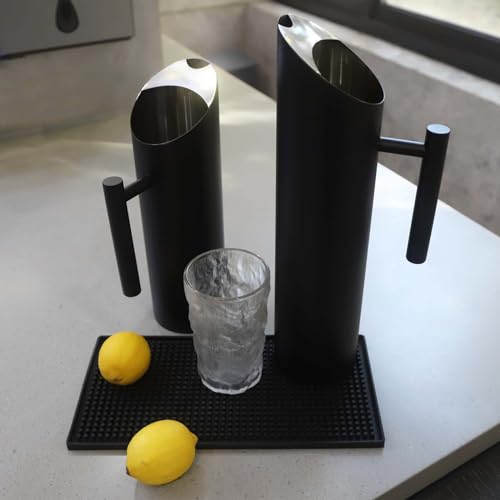 Stainless Steel Water Pitcher Black Metal Pitcher with Ice Guard Cold Drinking Carafe Jug for Juice