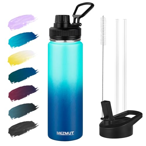 24oz Sports Insulated Water Bottle for School with 2 Lids