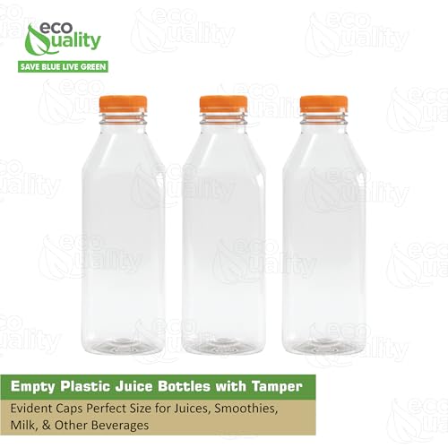 Empty Plastic Juice Bottles with Tamper Evident Caps 32 OZ (20 Count)