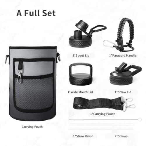 64 oz Water Bottle Stainless Steel with 3 Lids