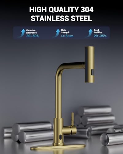 Gold Touchless Kitchen Faucet with Pull Down Sprayer
