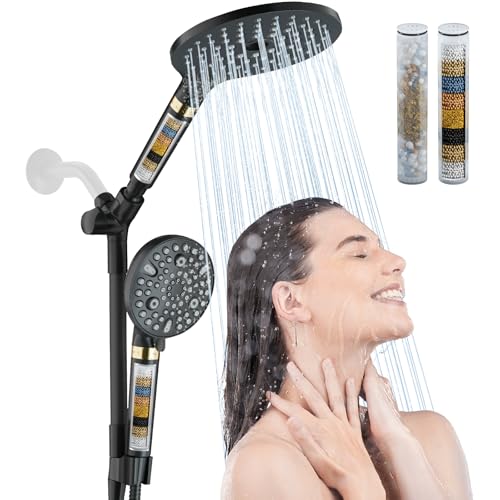 Matte Black Filtered Dual Shower Head with Handheld Spray Combo