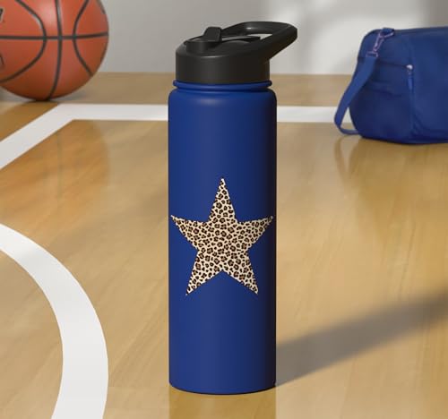 Star Shape Cute Cheetah Leopard Print Graphic Stainless Steel Insulated Water Bottle