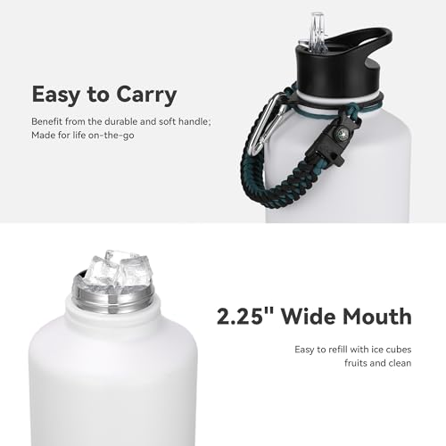 64 oz Insulated Water Bottle with Straw & Spout Lids