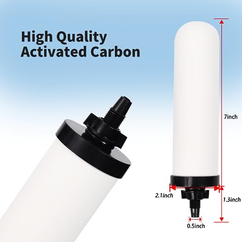 2 Pack 7'' ceramic water filter Candle with Activated Carbon