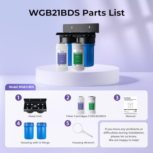 WGB21B-DS 2-Stage Whole House Water Filtration System, with 10" x 4.5" Sediment CTO(Chlorine, Taste, and Odor) Filter, Anti-Scale polyfilter, 1" Inlet/Outlet