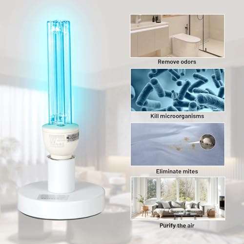 25 Watts UVC Sanitizer Lamp Ozone Free UVC Light Bulb with Base and 3