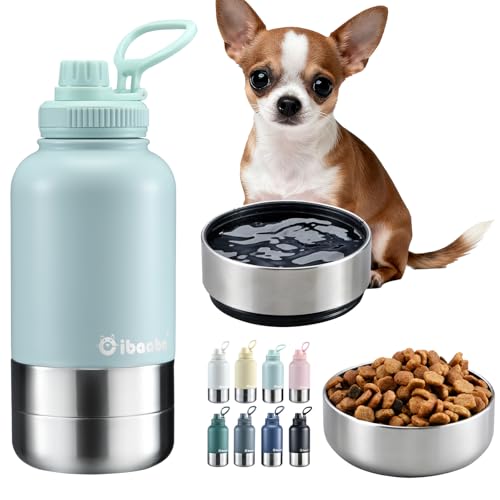 Insulated Dog Water Bottle 32oz Keep Water Cool with 2 Bowls