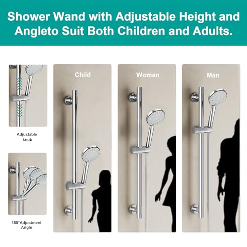 Shower Slide Bar Handheld Shower Head with Hose