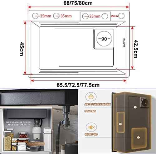 Waterfall Multi-Function Digital Display Sink，Waterfall Sink Waterfall Kitchen Sink Versatile Stainless Steel Single-Bowl Kitchen Workstation Sink Waterfall Pull-Down Faucet and Complete Acc