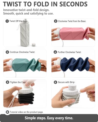 Collapsible Water Bottles 21oz (3 Count)