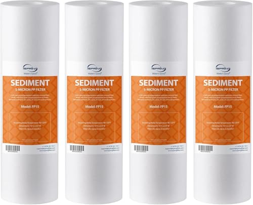 FP15X4-N, NSF Certified, 5 Micron 10"x2.5" Multi-layer Sediment Water Filter Cartridges, 4-Pack (4 Count)