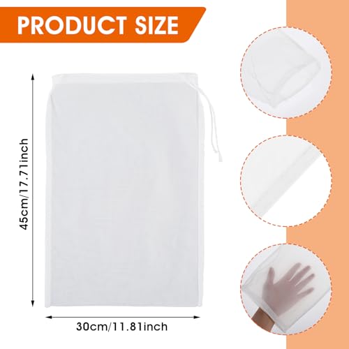 4 Pack Nylon Nut Milk Bag 18×12 Inches Fine Mesh Cheese Cloth Multiple Usage Reusable Food Strainer Professional Cold Brew Filter for Straining Fruit Juice Coffee Tofu Greek Yogurt (4 Count)