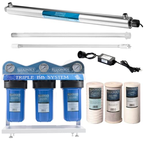 55W UV Ultraviolet Light Plus Sediment & Carbon Well Water Filter Purifier System with 3