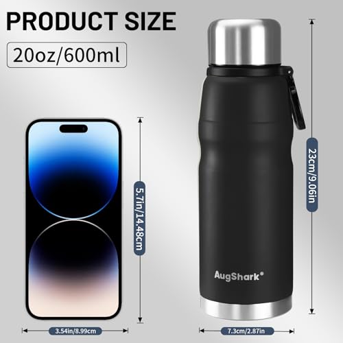 20oz Stainless Steel Insulated Water Bottle Travel Coffee Cup with Lid Leak Proof Metal Water Bottle for Hot and Cold Drink Water Flask