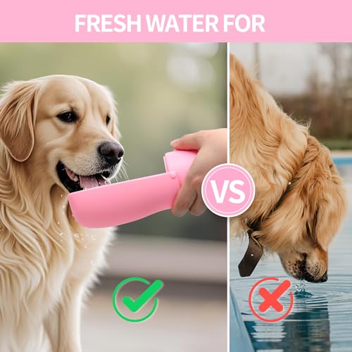 Portable Dog Water Bottle 10oz Pink
