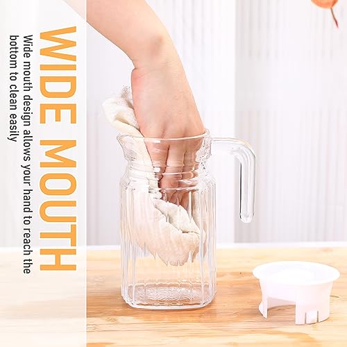 4 Pieces 17 oz Glass Pitcher with Lid Fridge Juice Glass Water Pitcher Beverage Drink Containers Jug for Fridge Iced Tea Lemonade Milk Cocktails Cold (4 Count)