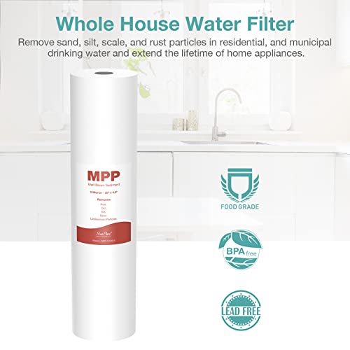 5 Micron 20" x 4.5" Whole House Sediment Water Filter Cartridge (2 Count)