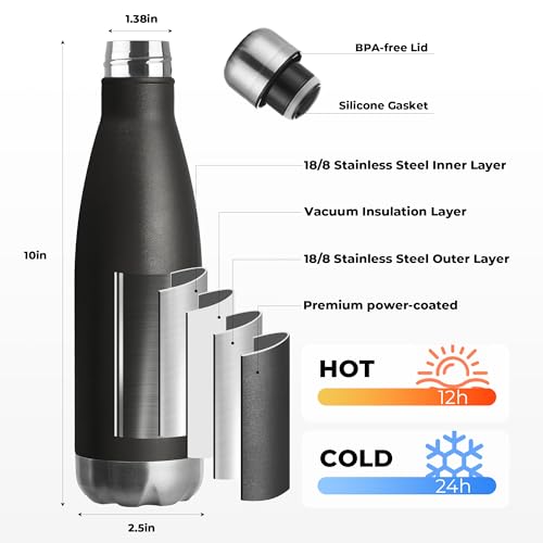 17oz Sport Water Bottle Vacuum Insulated Stainless Steel Leak