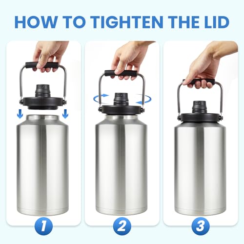 1 Gallon Water Bottle Insulated Stainless Steel Keeps Ice 48Hr