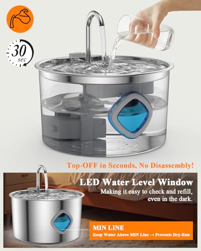 Cat Water Fountain Stainless Steel with 12 Filters Kit [3.2L
