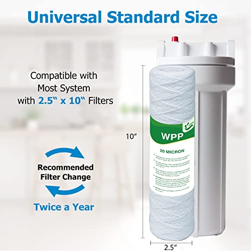 20 Micron String Wound Whole House Water Filter 10" x 2.5" (6 Count)