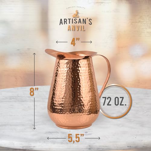 Hammered Copper Water Pitcher 70oz
