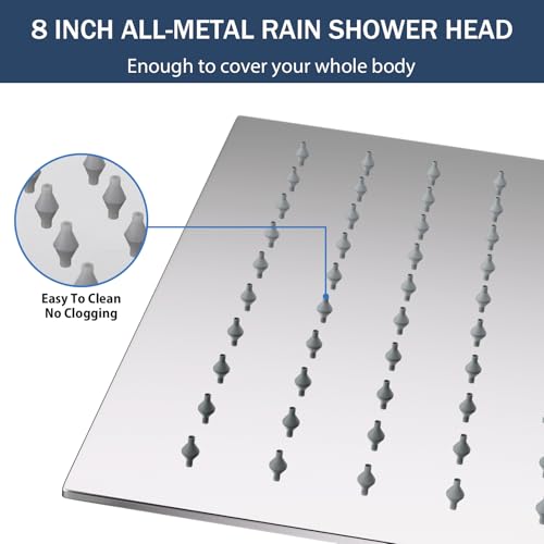 Filtered Shower Head 8 Inch Stainless Steel Square Shower Head