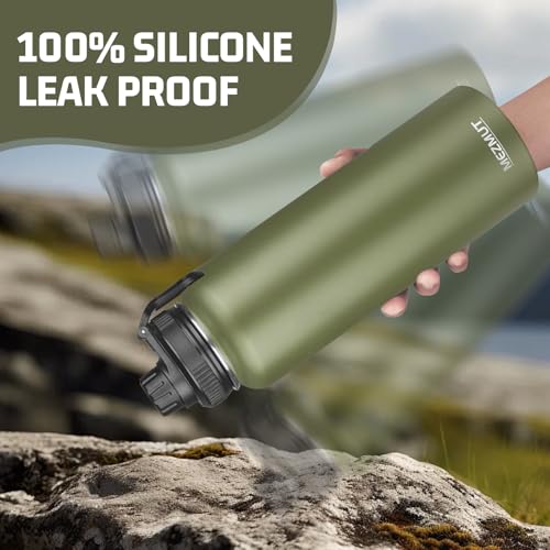 40oz Large Metal Sports Insulated Water Bottle with 2 Lids