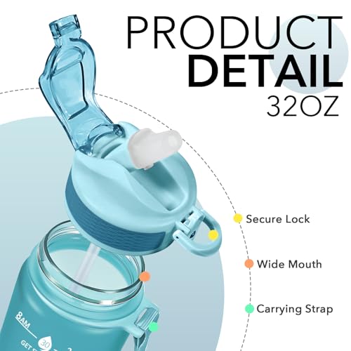 Plastic Water Bottle With Straw & Time Marker