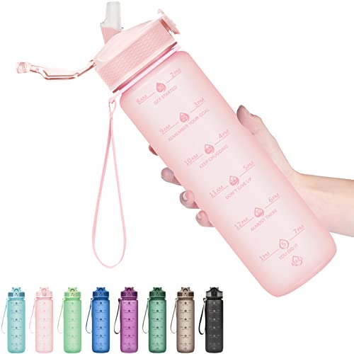 Plastic Water Bottle With Straw & Time Marker
