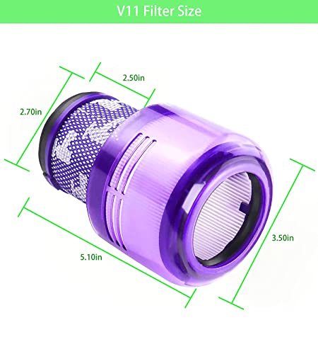 V11 Animal Filter Replacement Compatible with Dyson V11 Torque Drive V11 Animal V11 Complete V11 Extra V15 Detect Vacuums (3 Count)
