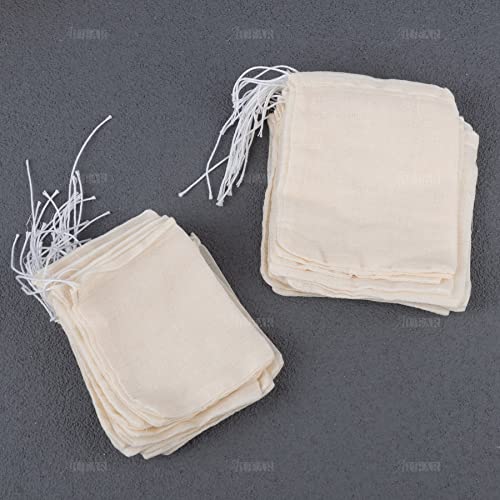 40 Pack Reusable Drawstring Cotton Soup Bags Spice Tea Filter Coffee Brew Herb Muslin Cheesecloth for Straining (40 Count)
