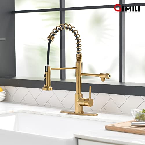 Brushed Gold Drinking Water Faucet 3 in1 Commercial Style Pull